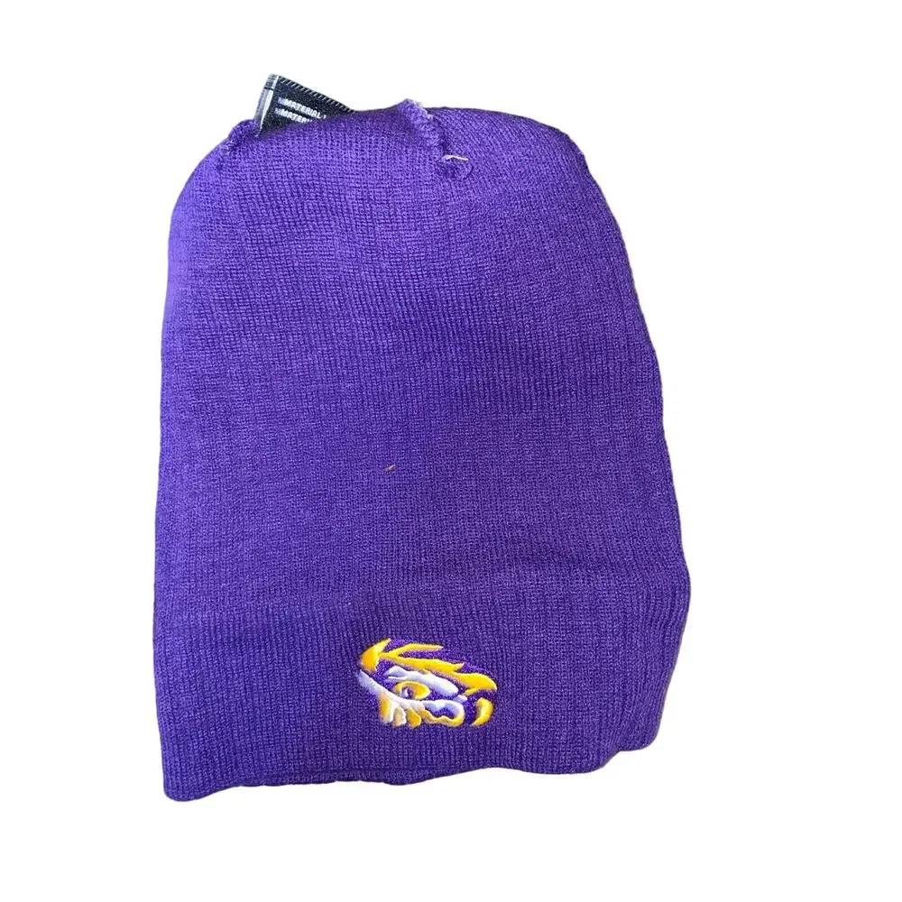 Louisiana State University LSU Tigers Pom Pom Beanie Grey Purple Gold Hat
